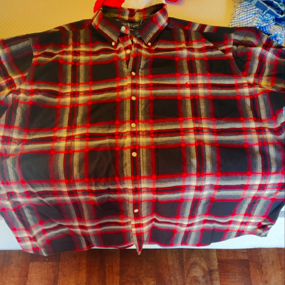 Ralph Lauren Polo Flannel 4xlt Black with red